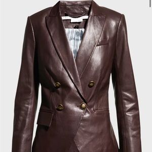 NWT sz 6 Veronica beard Gail leather oxblood blazer